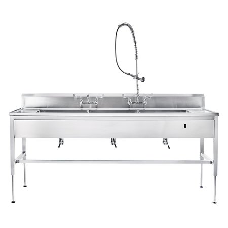 Blickman Decontam Station 116"W x 26 1/2"D w/Hydraulic Lift w/(8") Backsplash DSHY26